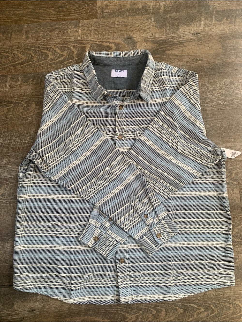 Old Navy Utility Schacket Men's Blue Striped Button-Up Shirt